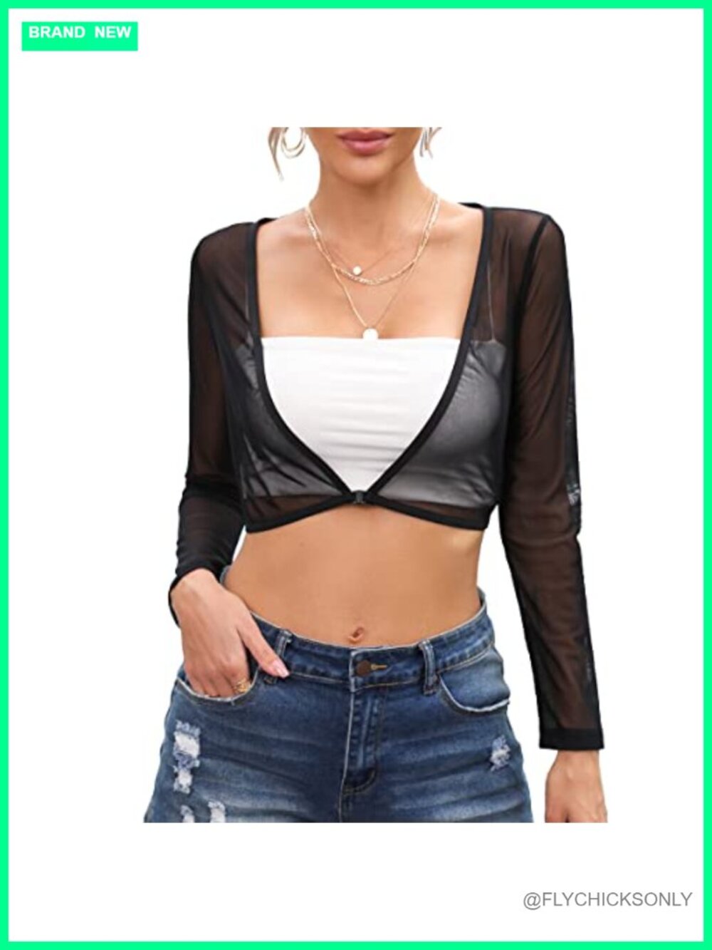 Women's Long Sleeve Lace Shrug Cardigan Sheer Cover Up Crop Top
